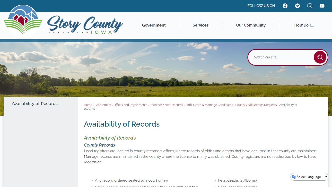 Availability of Records | Story County, IA - Official Website